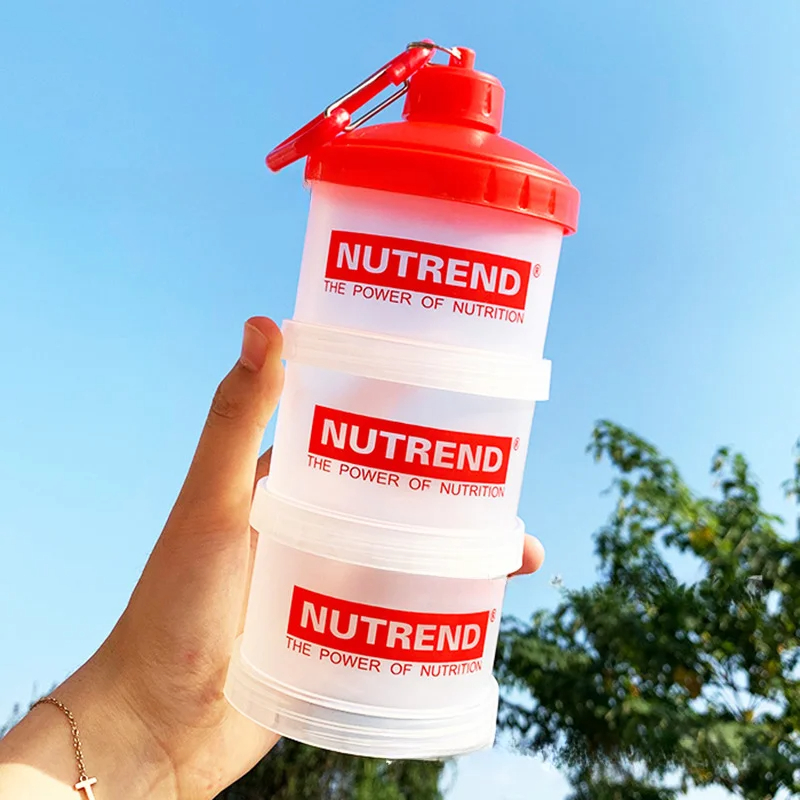 Protein Bar - แบบพกพาผงกล่องช่องทางกล่องแป้งฟิตเนสอาหารเสริมขวด Handle Layered Storage กล่องยาขนมขบเคี้ยว