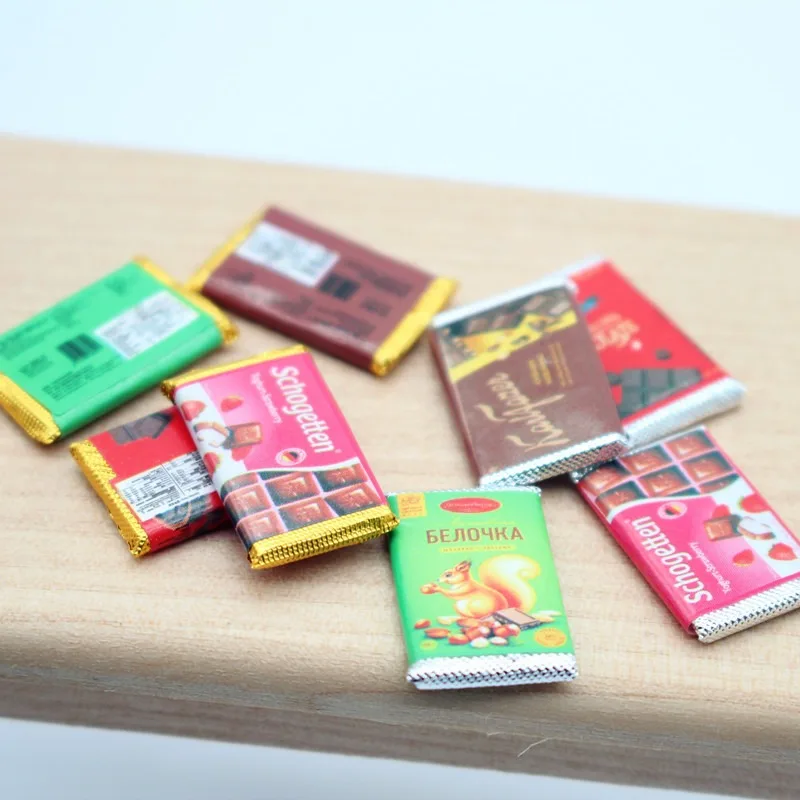 Chocolate Snack - 4 ชิ้น โมเดลขนมช็อกโกแลตขนาดเล็กสำหรับบ้านตุ๊กตา ของตกแต่งขนาดเล็ก อุปกรณ์ตกแต่งฉาก