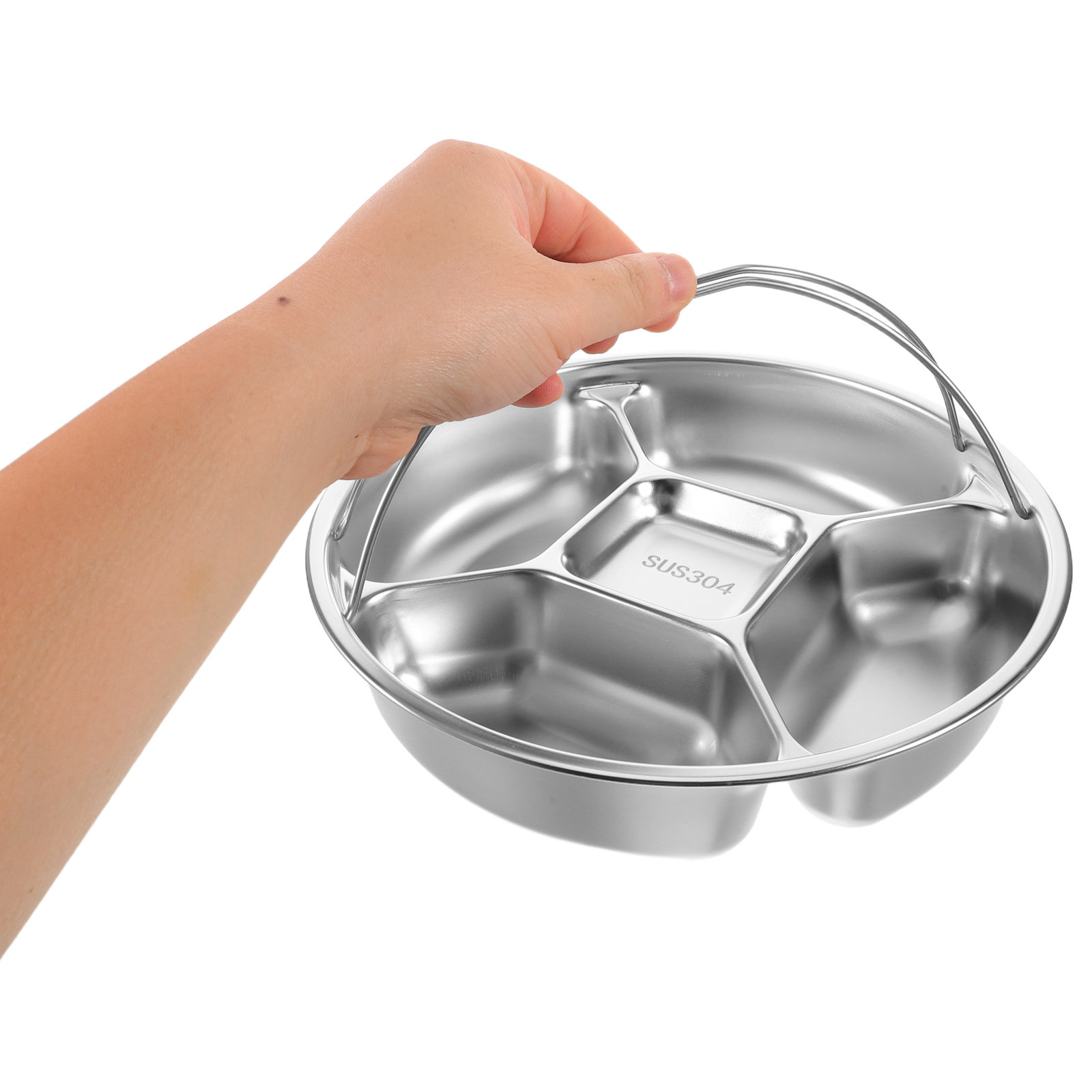 ถาดเสิร์ฟสแตนเลสแบบแบ่งช่อง 5  - Healthy Snacks Food บทวิจารณ์และราคา